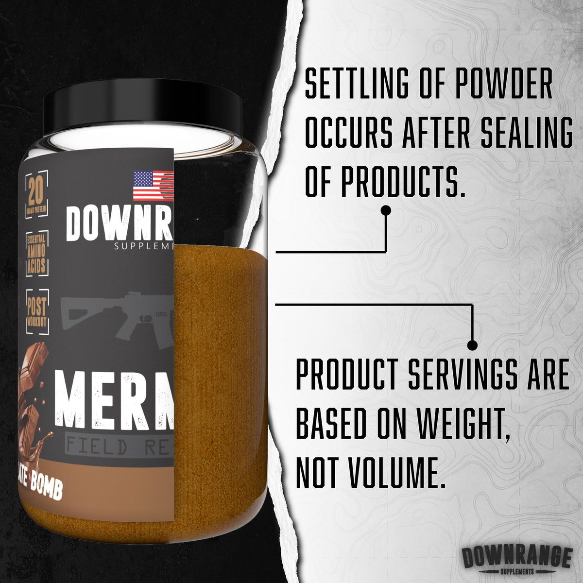 DownRange Supplements Mermite Whey Protein Powder, Post Workout Muscle Recovery