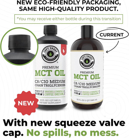 100% Coconut MCT Oil Liquid - MCT Oil C8 C10 for Sustained Mental Energy & Focus Support Great for Smoothies Salads Coffee & More - Palm Free Vegan Keto & Paleo Friendly 60+ Servings (32 Fl Oz)