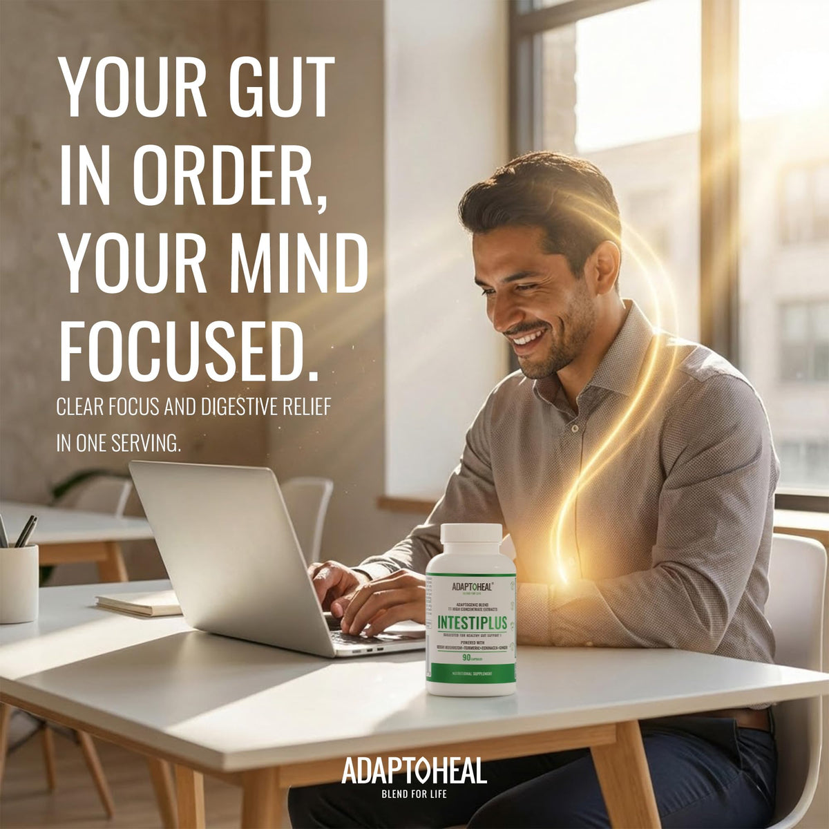ADAPTOHEAL Intestiplus Adaptogen Gut Support Turmeric (180 Caps)