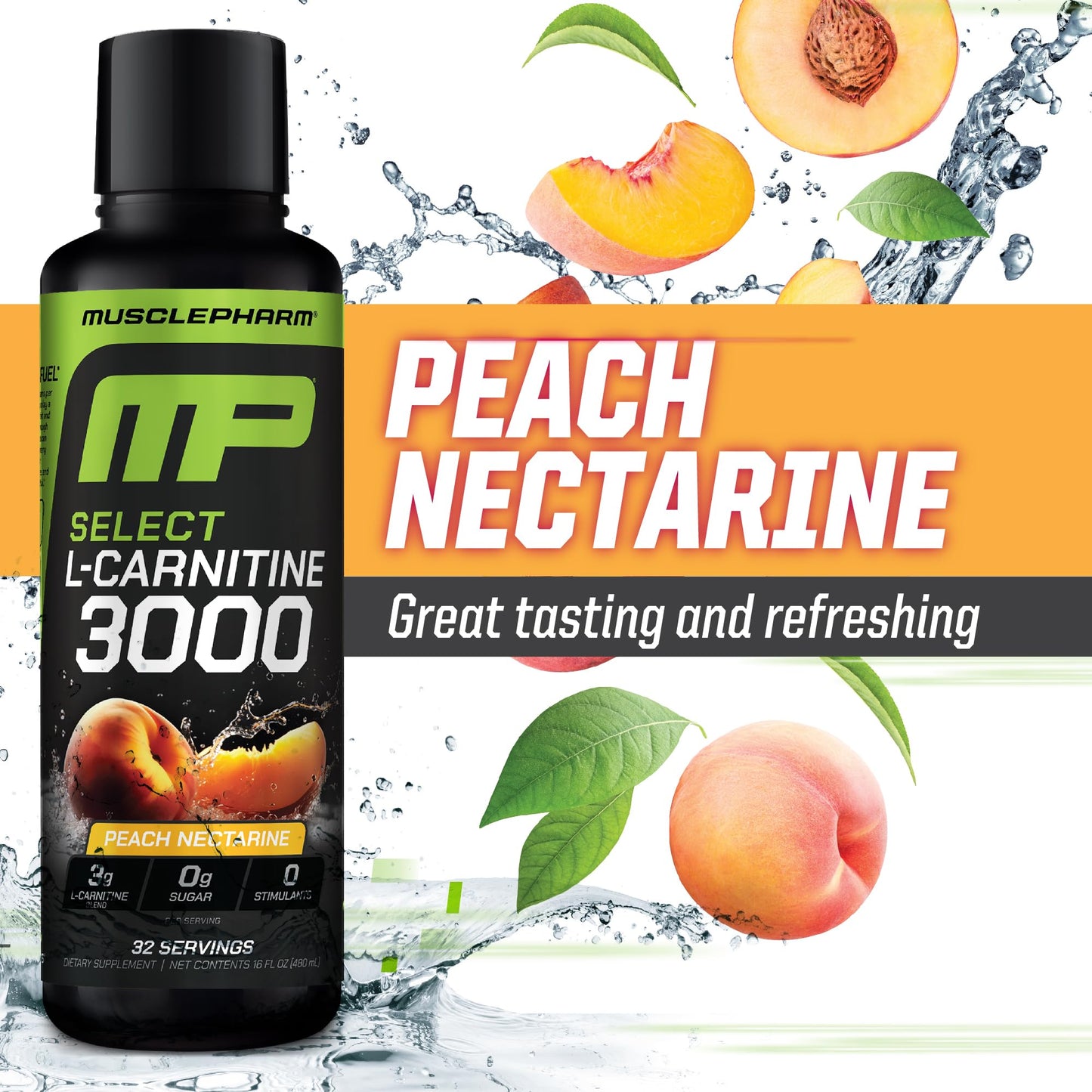 Muscle Pharm L-Carnitine 3000, The Ultimate Liquid L Carnitine Supplement for High-Performance, Supports Metabolism, Hydration & Energy, Zero Sugar, Low Calories, Sour Cherry Flavor, 32 Servings