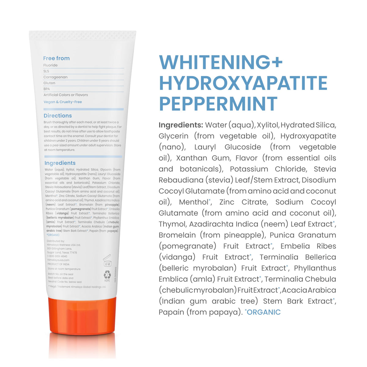 Himalaya Botanique Whitening+ Nano Hydroxyapatite Toothpaste, Mint, 4 oz
