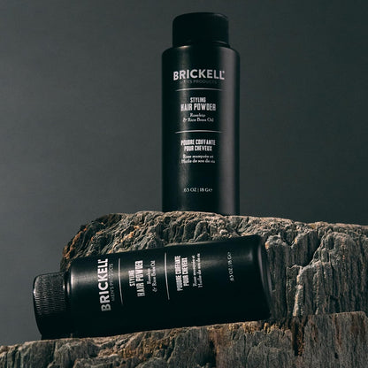 Brickell Men's Styling Hair Powder For Men, Creates Volume, Non-Greasy Texturizing Powder, With Rosehip, Rice Bran Oil, and Arrow Root Powder, 18g, Fragrance-Free
