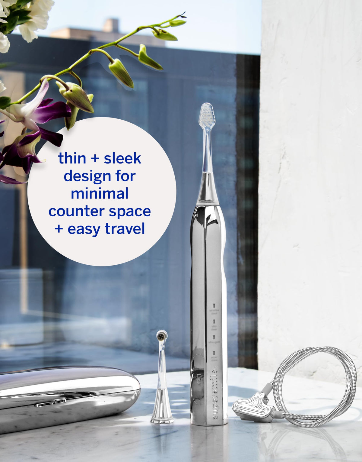 Supersmile Zina45 Deluxe Sonic Pulse Toothbrush, Rose Gold, Rechargeable