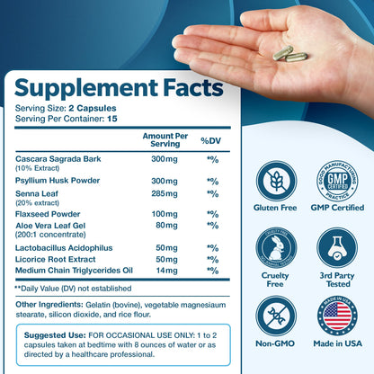 Happee Colon Cleanser & Detox for Weight Loss & GLP-1 Support - 15 Day Colon Cleanse Pills & Gut Support Probiotics Women Men - Fast Natural Laxatives Constipation Relief