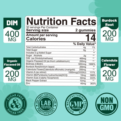 DIM Supplement Women 400mg, Estrogen Supplement for Women, Sugar Free DIM Gummies for Men & Women