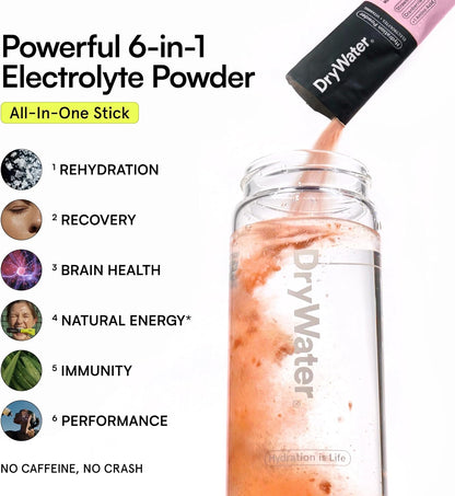 DryWater Electrolytes + Vitamins Hydration Packets, Mixed Berry 12 Pack
