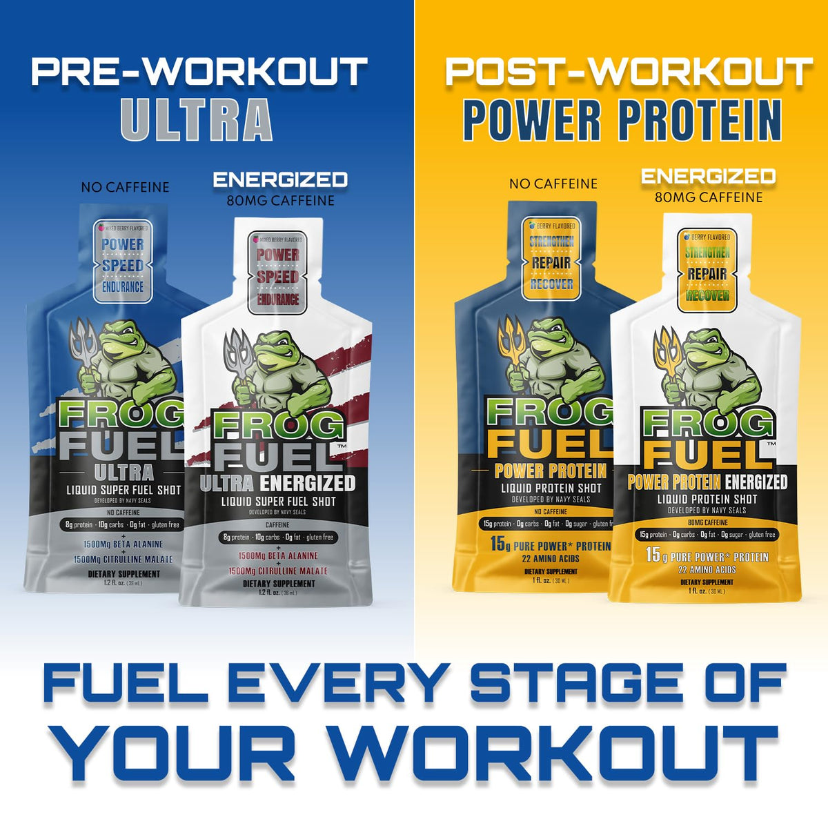 Frog Fuel Power Energized Complete Protein Shot, 15g Protein Nano-Hydrolyzed Grass