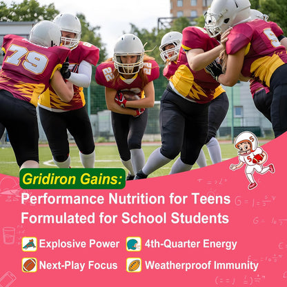 Nextdia Multivitamin Gummies with Iron for Teen Boys Girls 12-17, Kids/Children & Teenagers Ages 10–19 Vitamins w/Omega 3, Magnesium + Zinc, Multi-Minerals for Adolescent Brain, Bone, Energy, Immune