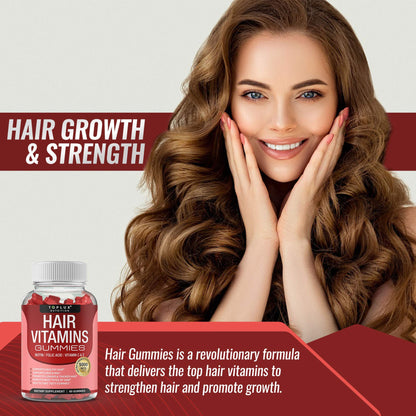 Hair Vitamins Gummies Supplement – Faster Hair Growth Gummy 5000mcg Biotin, Folic Acid