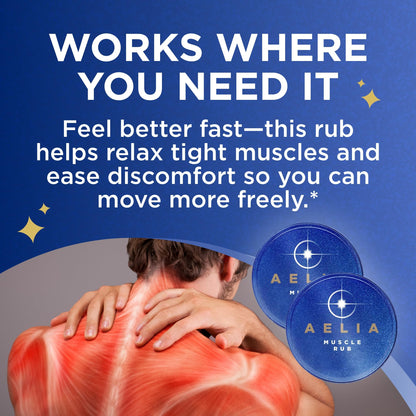 AELIA Muscle Rub - Coconut Oil, Vitamin E, Arnica, Ginger Root, Turmeric & Lavender – 1 oz