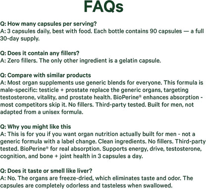 Pink Stork Men's Beef Organ Complex, Bioavailable Superfoods, 30 Servings | Grass-Fed, Grass-Finished Beef Liver, Testicle, Prostate + Bone Marrow | Supports Energy, Vitality + Men's Health