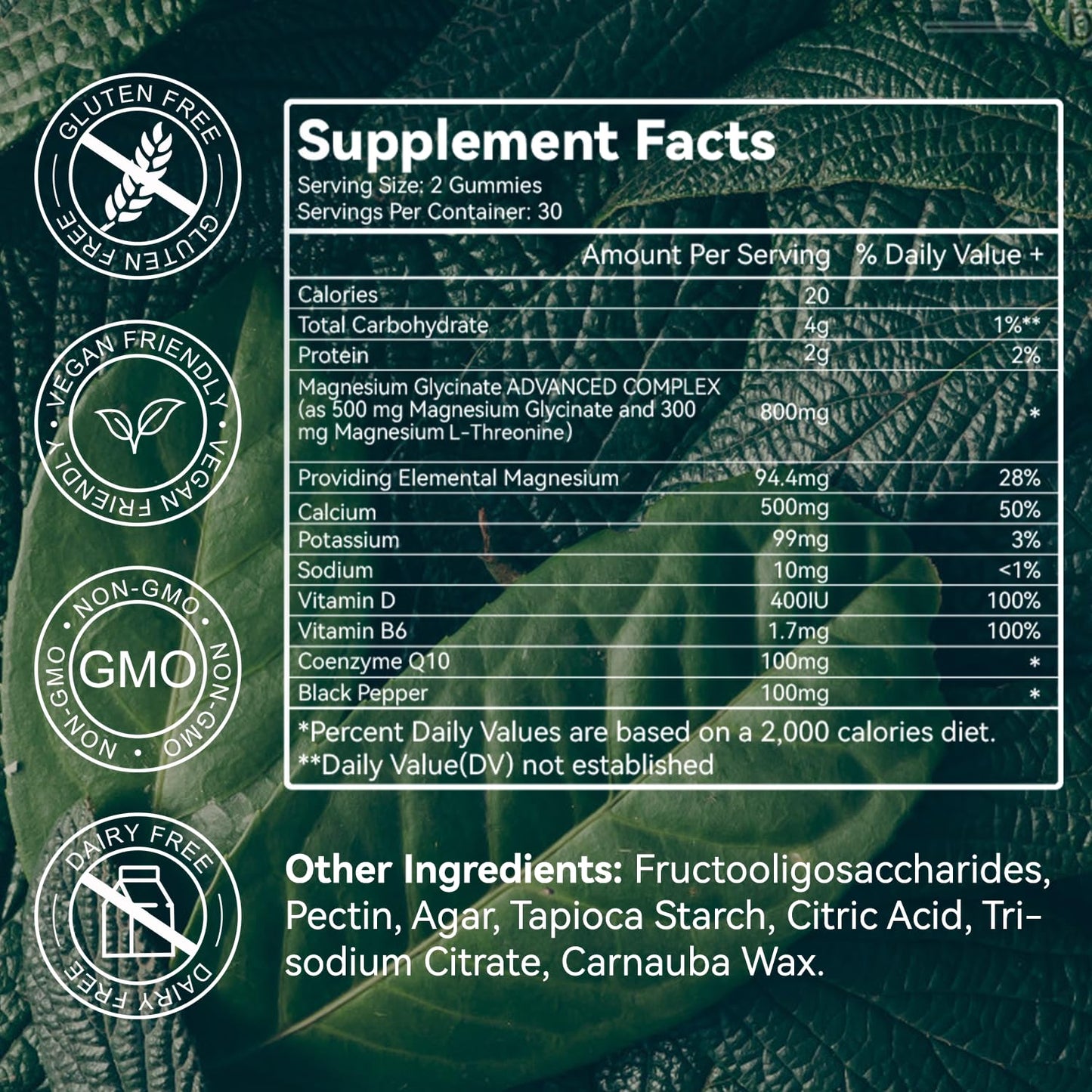 Magnesium Glycinate Gummies 500mg with L-Threonate 300mg - Sugar-Free Magnesium Potassium Supplement with Vitamin D, B6, CoQ10 - Strawberry Flavored - 60 Gummies