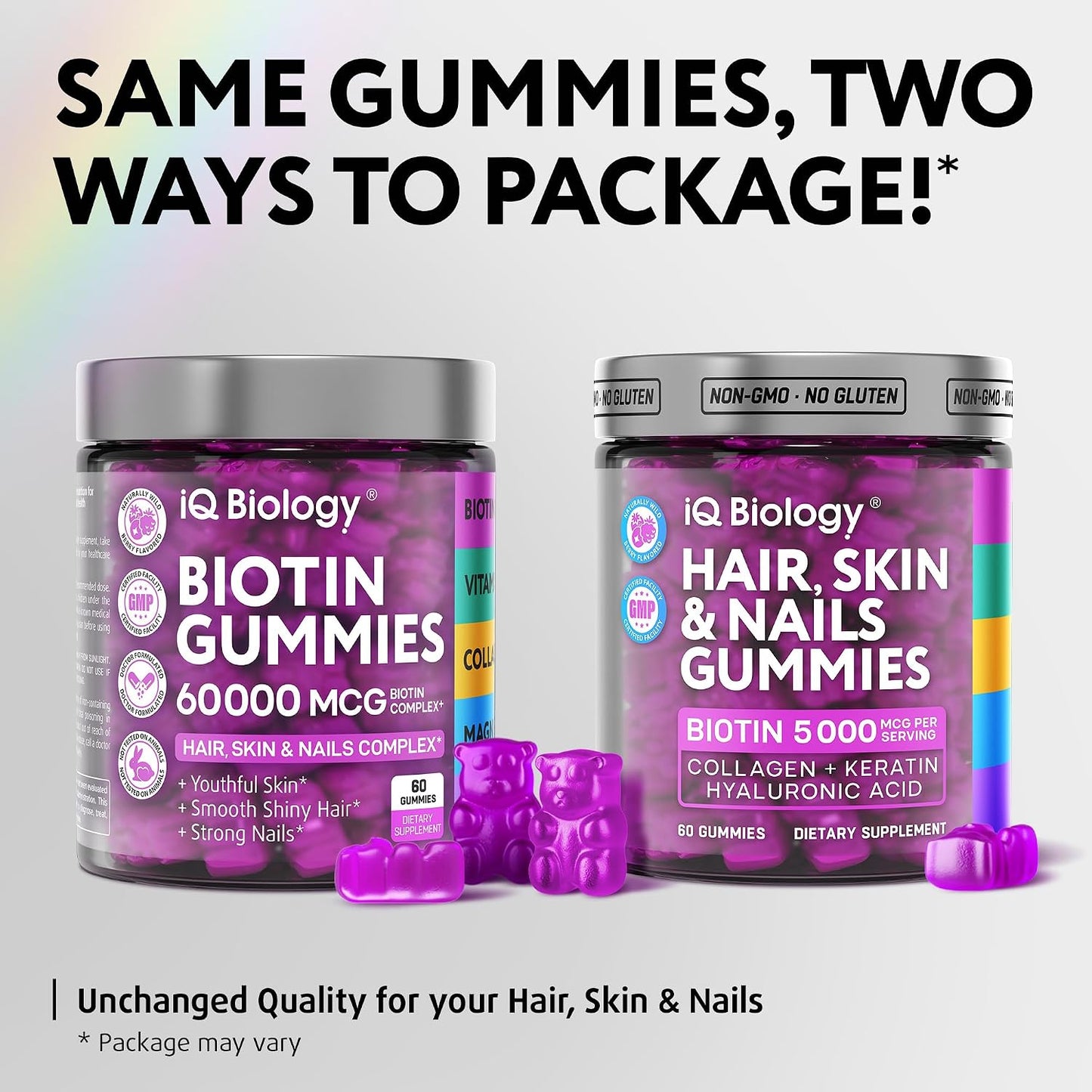Biotin Gummies for Hair, Skin & Nails - Hair Growth Vitamins Women & Men | 60 pcs - Extra Strength Biotin (Vitamin B7), Collagen, Keratin & DHT Blocker