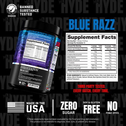 ProSupps Mr. Hyde Signature Pre Workout Powder with Creatine, Beta Alanine & Caffeine - Performance, Energy & Endurance - Clean Fitness & Gym Supplements for Men & Women (Blue Razz, 30 Servings)
