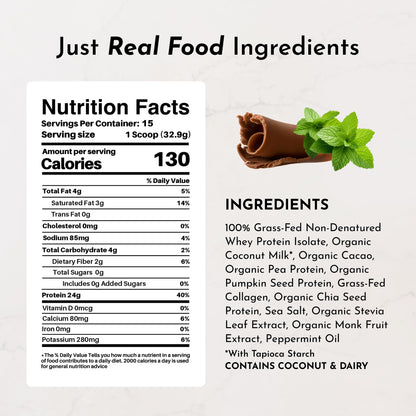 JUST INGREDIENTS Vanilla Bean Protein Powder – 20-Serving Blend with 100% Grass-Fed Whey & Organic Plant Proteins – Real Vanilla Bean & Cinnamon – Supports Muscle Recovery, Energy*
