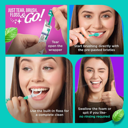 GuruNanda Disposable Travel Toothbrush 2.0, Fluoride Free Toothpaste, 21 ct