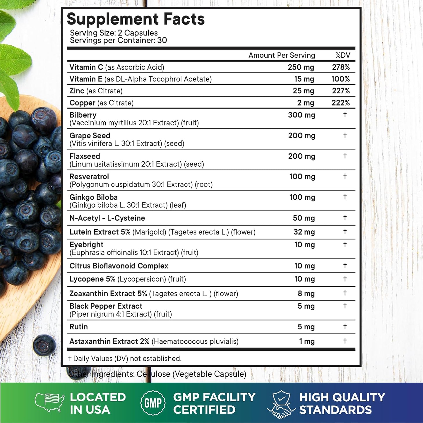 Superfood MD Eye Health Vitamins with Bilberry Lutein & Zeaxanthin Lycopene 40mg Resveratrol Grape Seed Extract Astaxanthin- AREDS 2 - Eye Vitamin - 120 Capsules