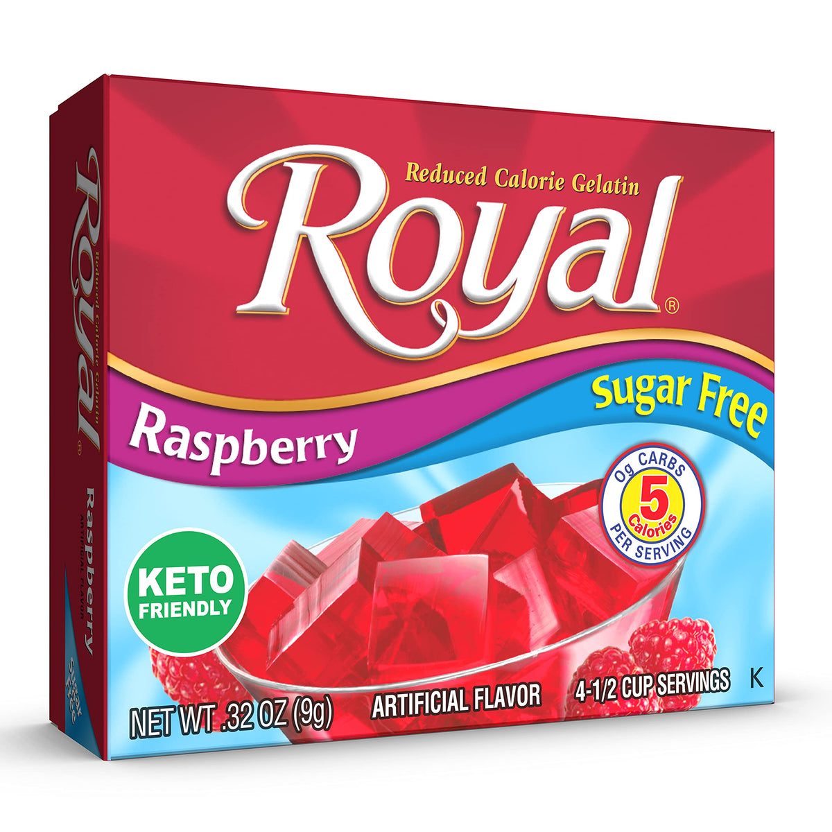 Royal Strawberry Gelatin Dessert Mix, Sugar Free and Carb Free,0.32 0z (Pack of 12)