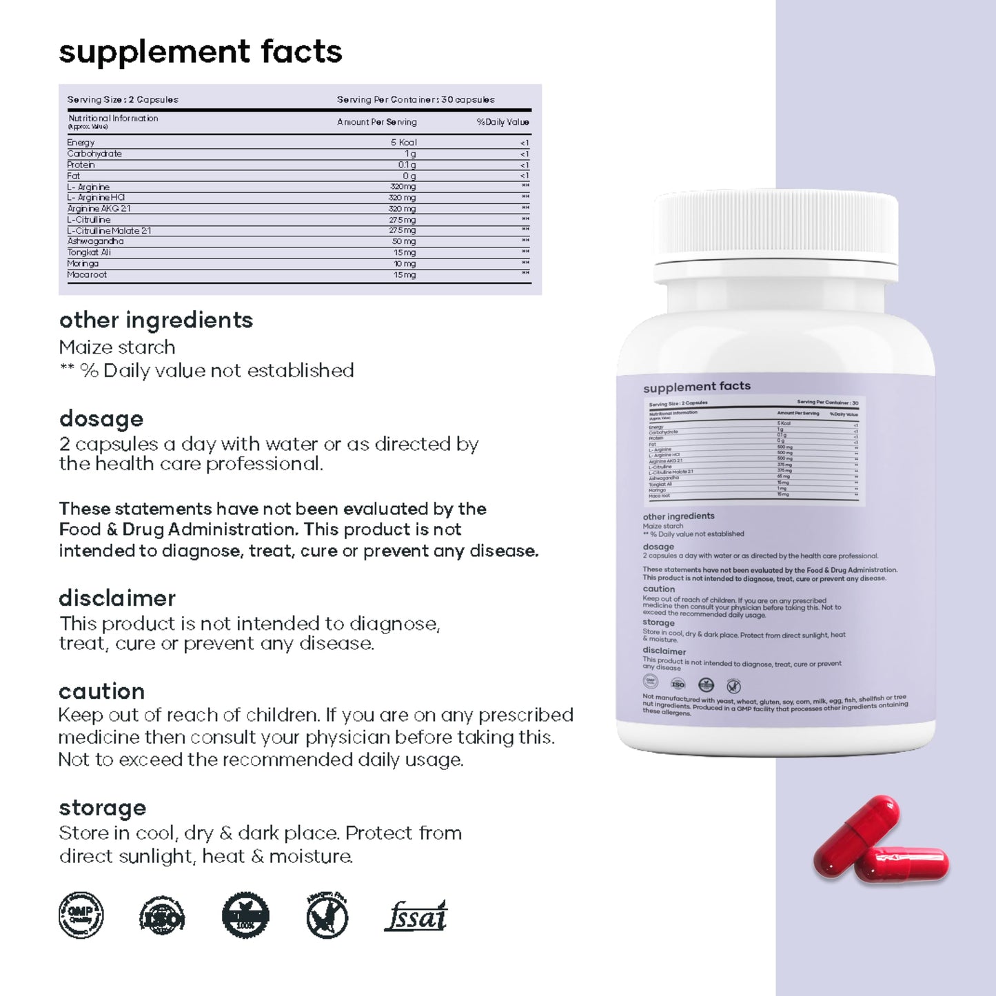 mars by GHC Growth Max Combo | Nitric Oxide Capsules + SurgeMax Capsules | Performance & Vitality Support | 120 Capsules | Pack of 1