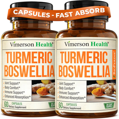 Turmeric Boswellia Supplement w/Ginger – Gut Friendly Joint Supplement 60Ct