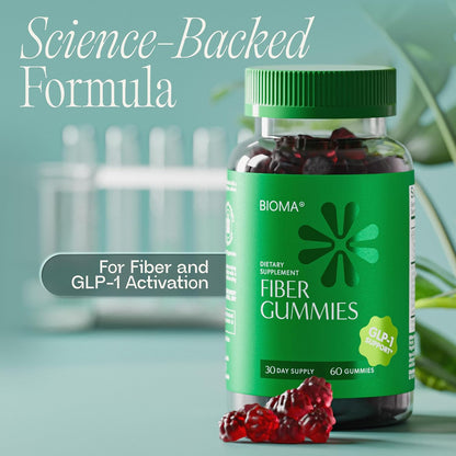Fiber Gummies for Women - Natural GLP-1 Support with Kiwi, Pomegranate & Ginger - Sugar Free Digestive Health Supplement, Prebiotic FOS Fiber - Vegan & Gluten Free (60 Gummies - 30 Day Supply)