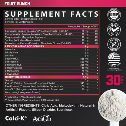 Nutrex Research EAA Hydration | EAAs + BCAA Powder | Muscle Recovery, Strength, Muscle Building, Endurance | 8G Essential Amino Acids + Electrolytes | Strawberry Watermelon 30 Serving