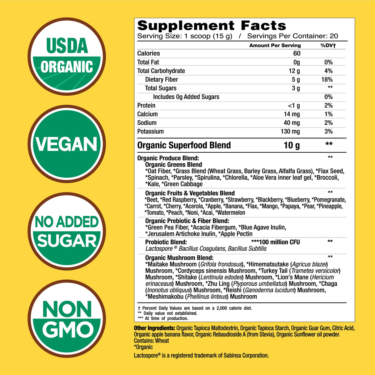 COUNTRY FARMS Super Greens Apple Banana Powder Smoothie, Organic Super Foods