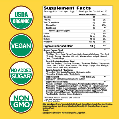 COUNTRY FARMS Super Greens Apple Banana Powder Smoothie, Organic Super Foods