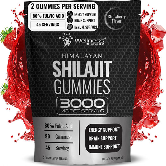 Shilajit Gummies for Men - 3000mg Pure Himalayan Shilajit for Women, Keto-Friendly, Rich in Trace Minerals & Fulvic Acid - 90 Count