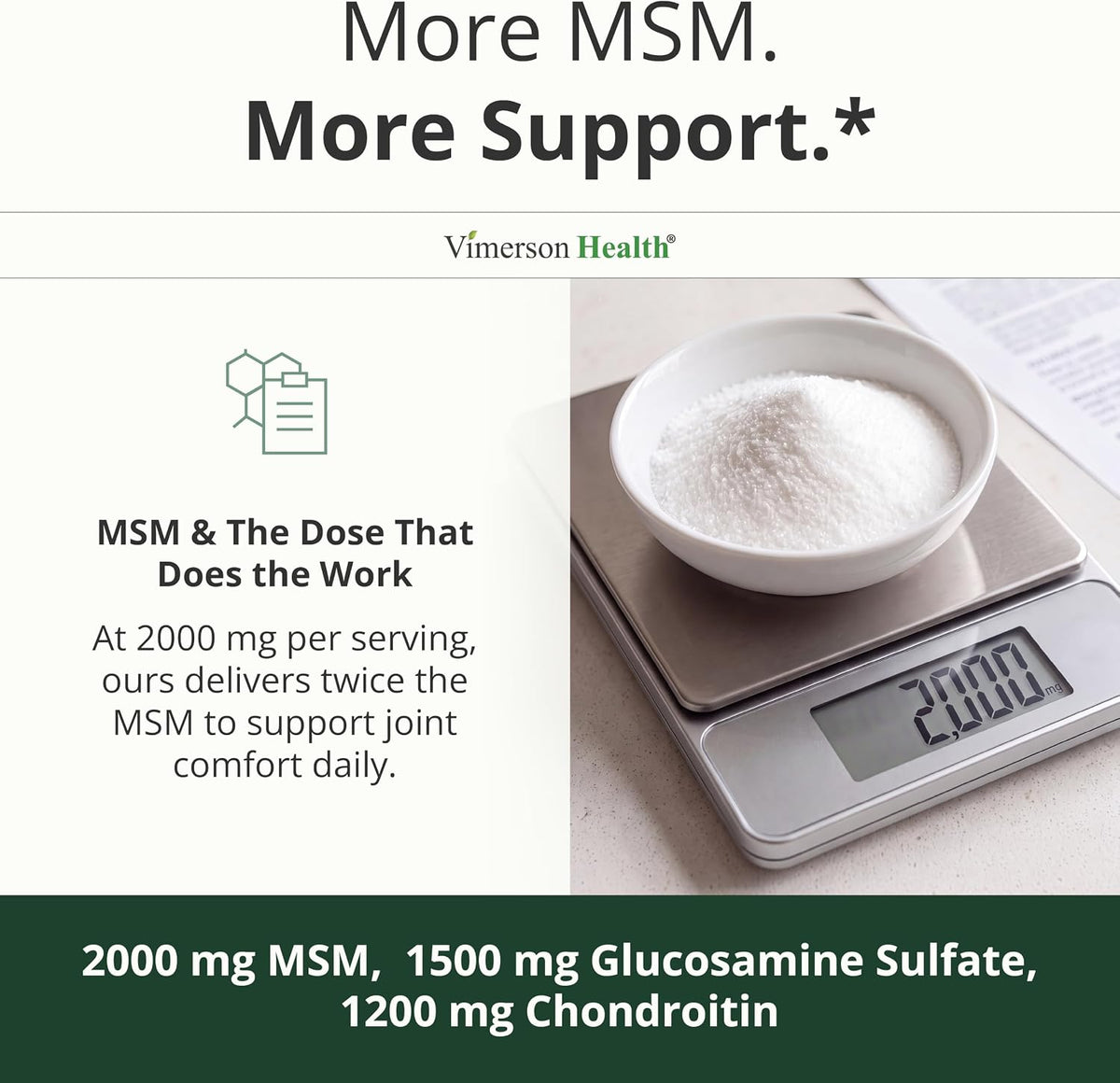 Glucosamine Chondroitin MSM – Potent 2000mg MSM for Joint Support –150 Caps