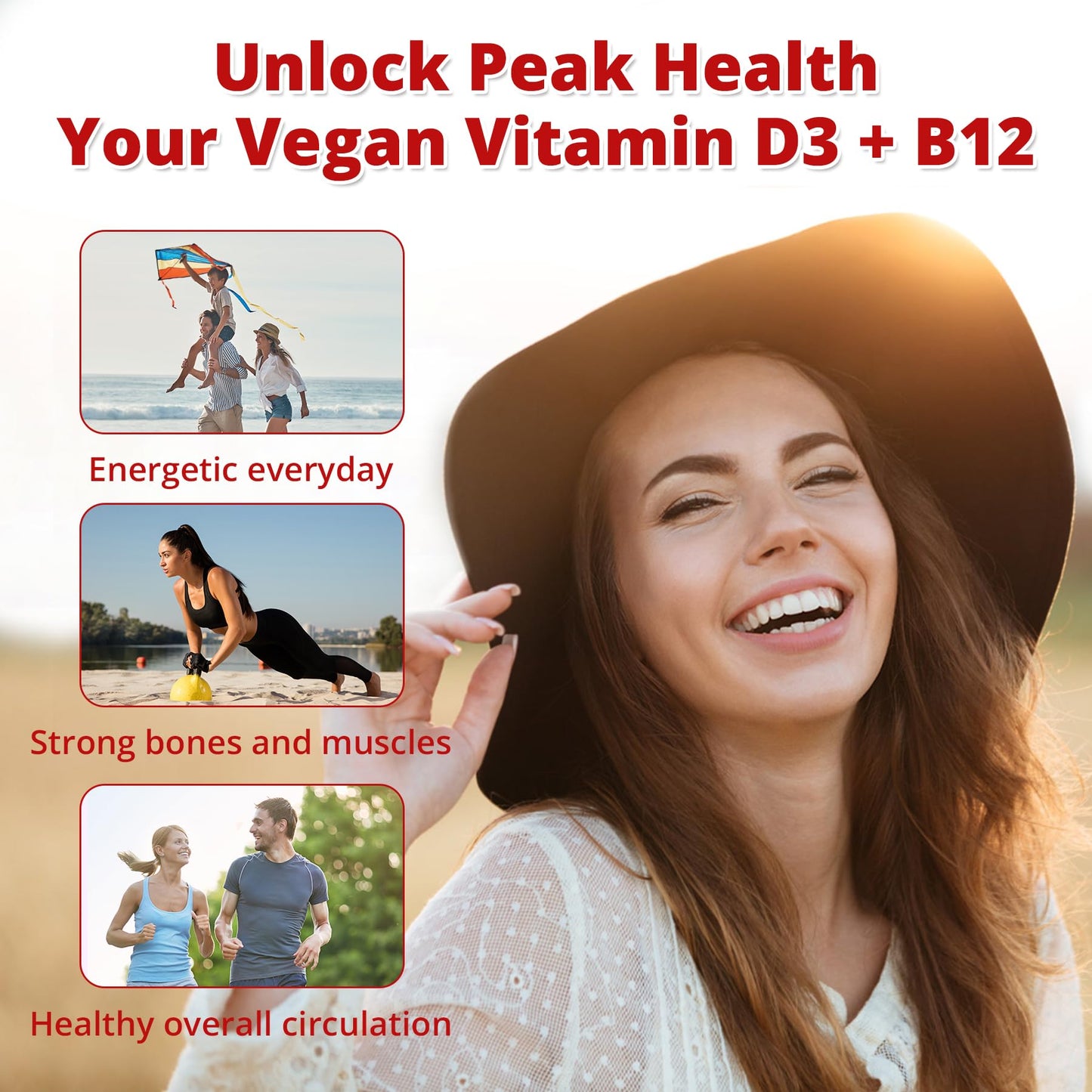 NEVISS 2Pack Vegan Vitamin D3 + Vitamin B12 Gummies, High Potency D3 5000IU & 1000 mcg Methylated B12, Vitamin D3 and B12 for Adults, Support Bone Health, Immune & Energy Supplement, 120 Count