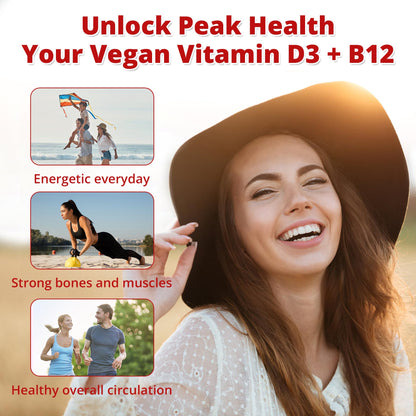 NEVISS 2Pack Vegan Vitamin D3 + Vitamin B12 Gummies, High Potency D3 5000IU & 1000 mcg Methylated B12, Vitamin D3 and B12 for Adults, Support Bone Health, Immune & Energy Supplement, 120 Count