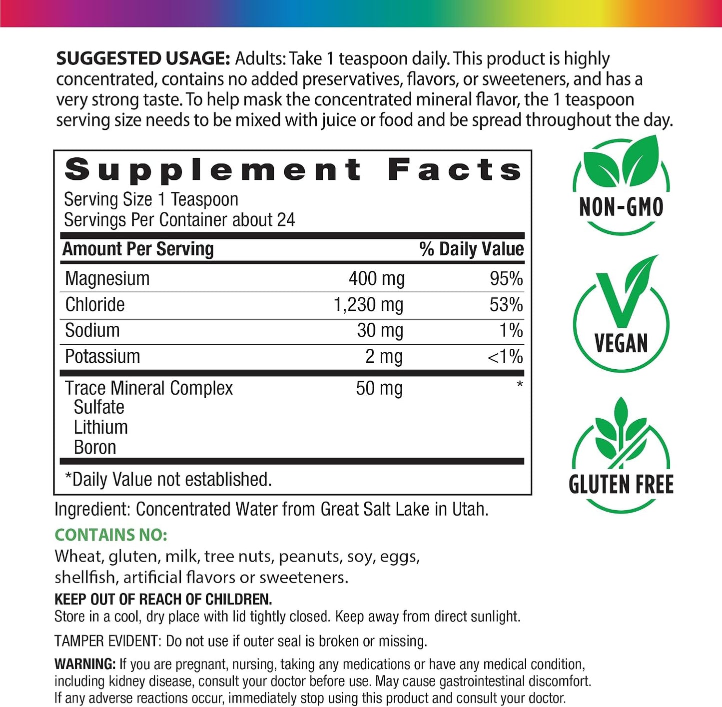 Rainbow Light Ionic Magnesium Liquid | 4 Fl Oz | Trace Mineral Complex + Electrolytes | Odorless & Unflavored | Vegan, Non-GMO & Gluten Free Supplement