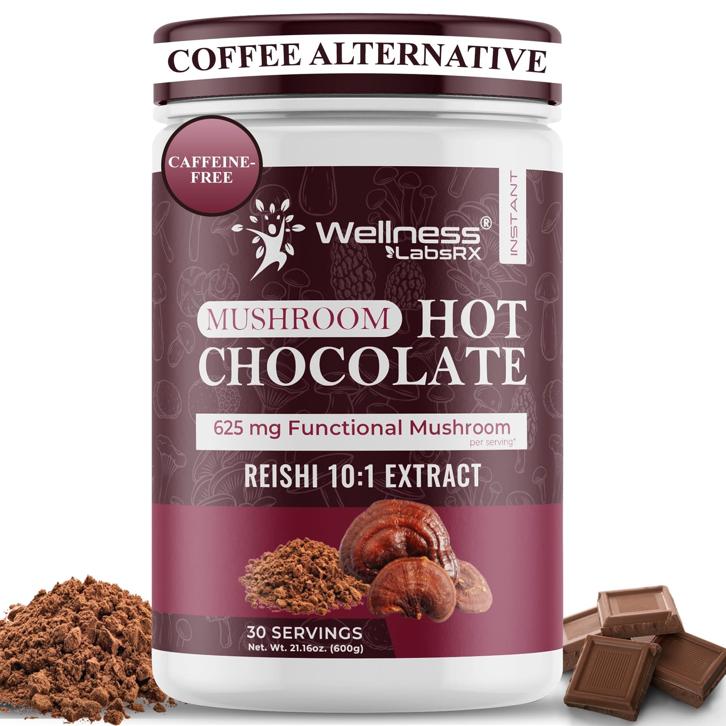Mushroom Coffee, 90 Servings Organic Mushrooms Instant Coffea, Great Tasting Colombian Keto Coffee, 7 Superfood Mishrooms Lions Mane, Chaga, Reishi, Cordyceps, Maitake, Shiitake, and Turkey Tail
