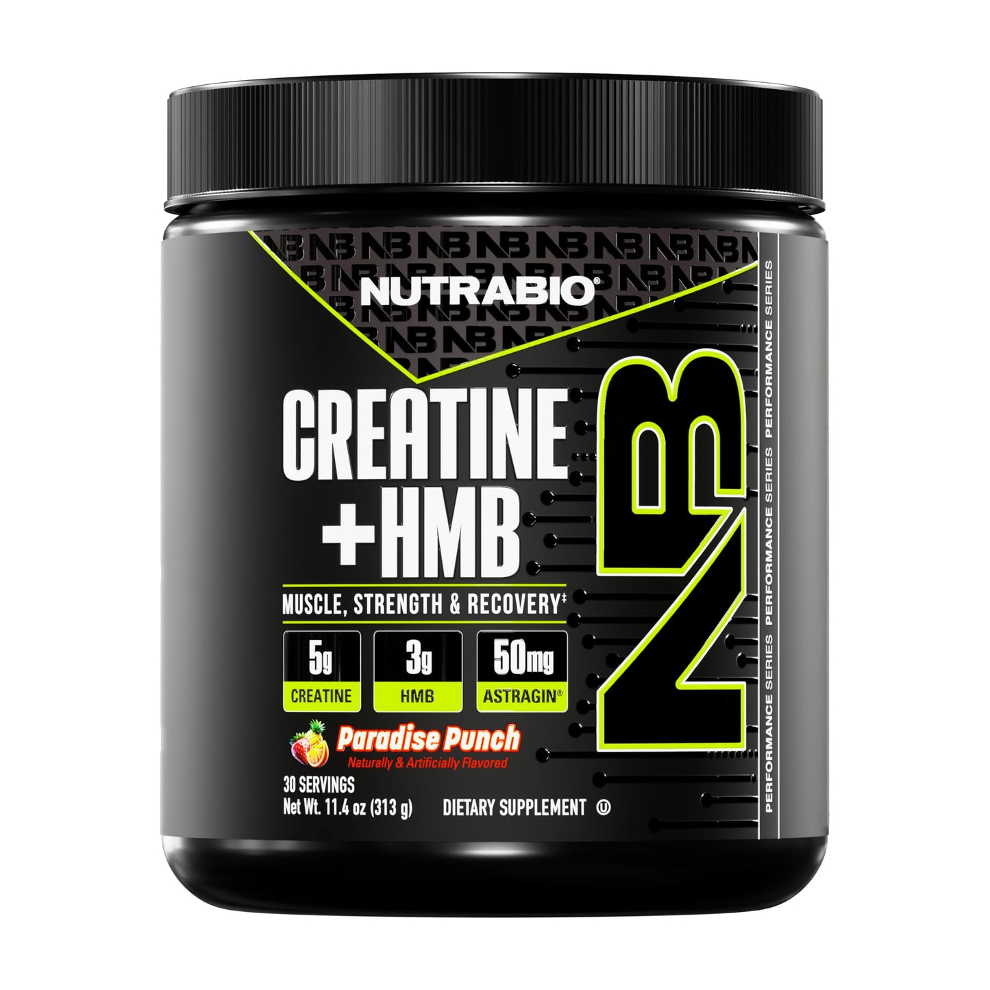 NutraBio Creatine + HMB- Creatine Monohydrate with HMB Powder for Muscle Growth, Increased Strength- 30 Servings (Unflavored)