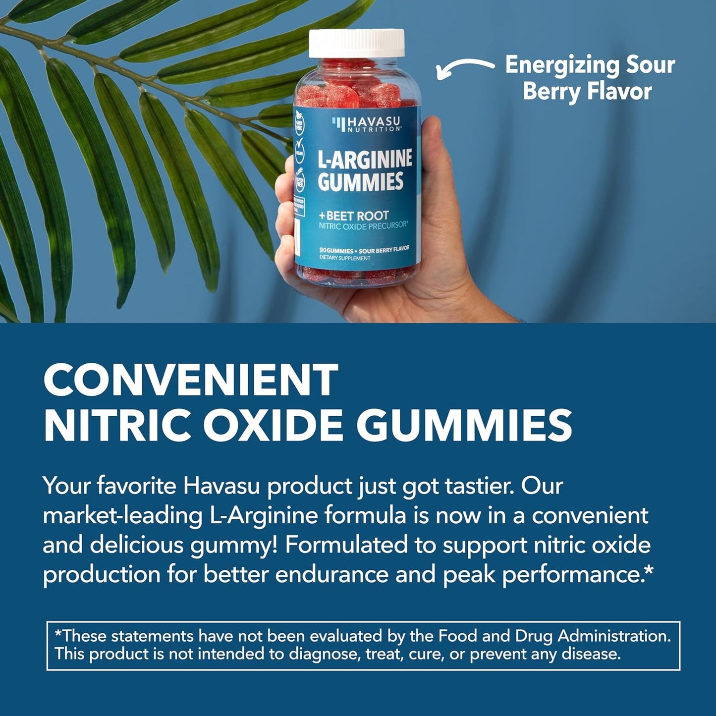 L-Arginine with L-Citrulline and Beet Root Gummies, Sour Berry, 30 Servings | Vegan, Non-GMO Nitric Oxide Supplement for Energy, Endurance, and Recovery Support, Energizing Sour Berry Flavor