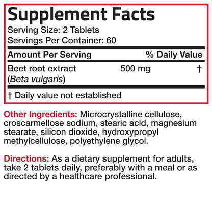 Bronson Beet Root Extra Strength, Non-GMO, 250 Vegetarian Tablets | Gluten-Free, Soy-Free, GMO-Free, Easy To Swallow