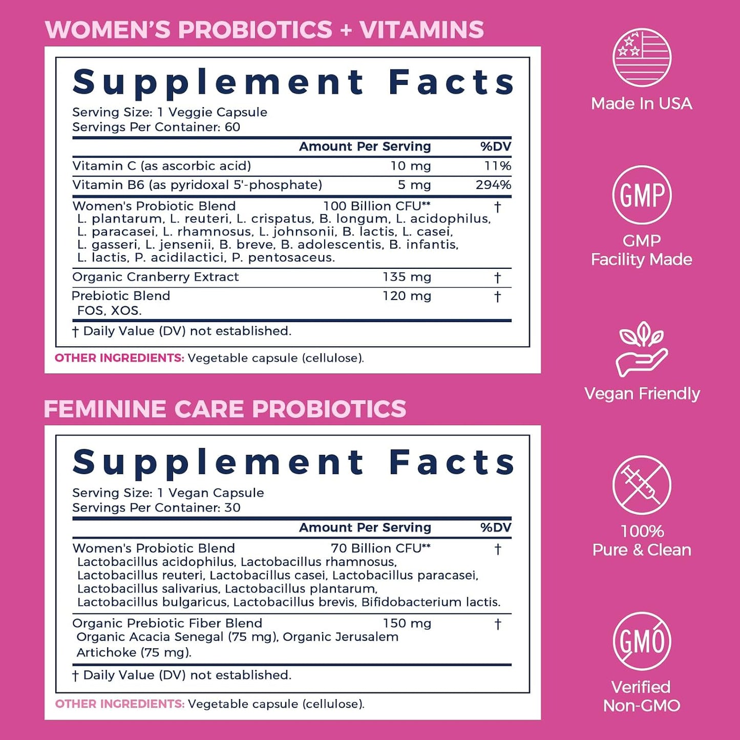 NewRhythm VagFlora Carefree Bundle, Women's Probiotics 100 Billion CFU & Women's Probiotics 70 Billion CFU, PH Balance, Vaginal, Urinary & Digestive Health, Non-GMO