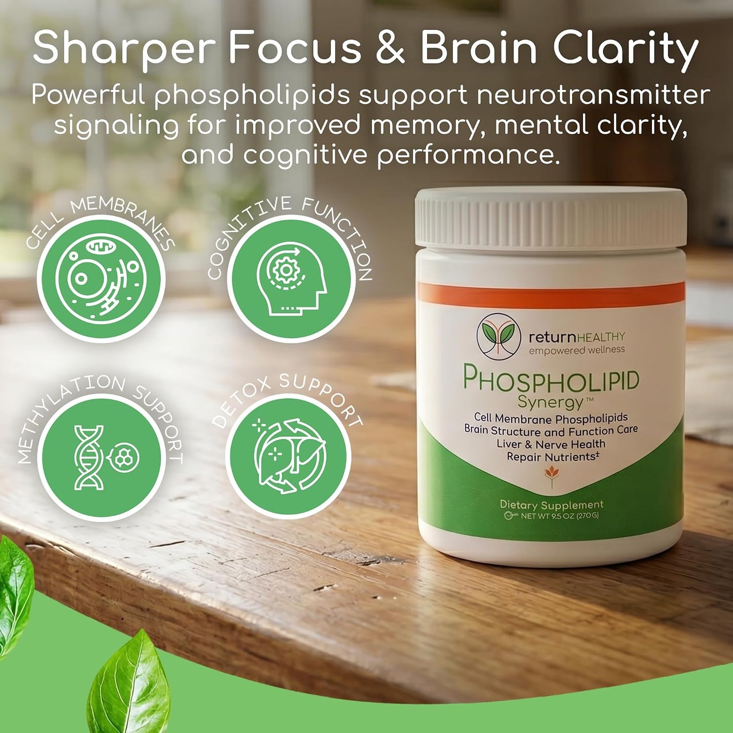 Phospholipid Synergy Powder | Antioxidant Powder for Cellular Repair | Brain Supplements for Memory and Focus | Liver Detox Supplements with an Advance Cleansing Formula | 270 g