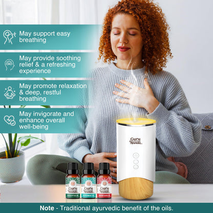 GuruNanda Essential Oils Set – 6 Pack (10mL Each), Lavender, Peppermint, Eucalyptus, Lemongrass, Grapefruit & Ylang Ylang, 100% Natural Aromatherapy Oils for Diffuser, Massage & DIY Candle Making