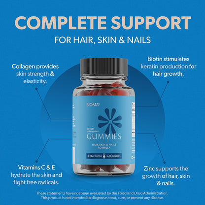 BIOMA Gut & Beauty Support Bundle – Probiotic for Digestive Health + Hair, Skin & Nails Gummies with Biotin & Collagen – Promotes Gut Balance, Strong Hair & Glowing Skin – 2-Pack (30-Day Supply Eac