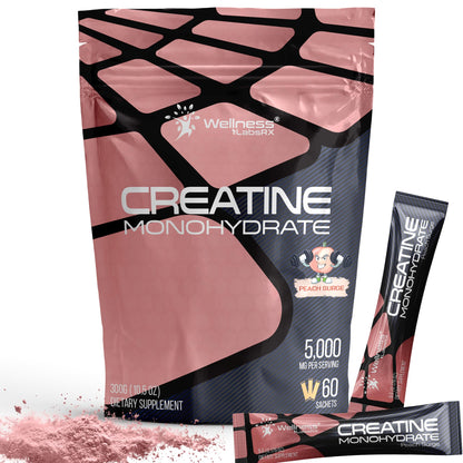 WELLNESS LABSRX Creatine Monohydrate Powder Sachets 300g – Fruit Punch Flavor Micronized Creatine Powder Supplement, Creatine for Women and Men, Supports Strength, Energy, Performance - 60 Servings