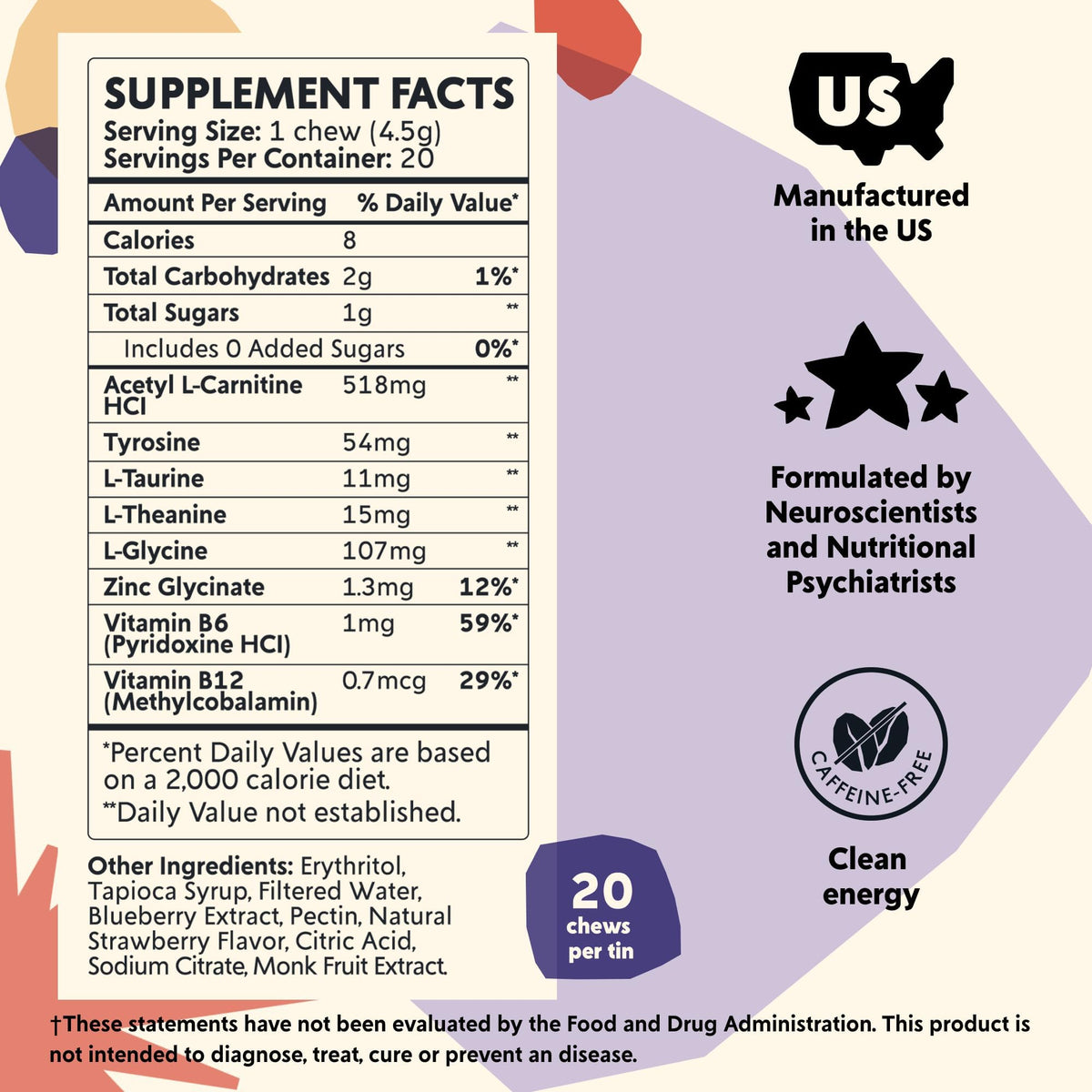 PYM Berry Mood Chews (20 Count) | Stress & Mood Support Supplement
