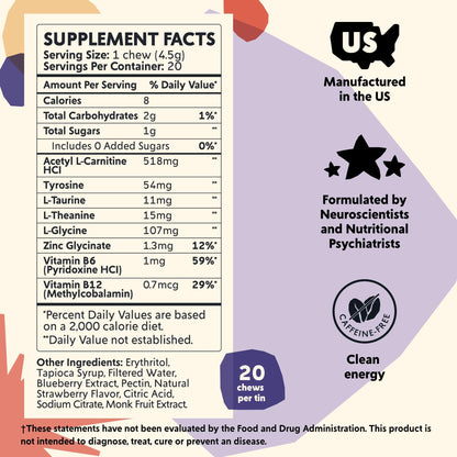 PYM Berry Mood Chews (20 Count) | Stress & Mood Support Supplement