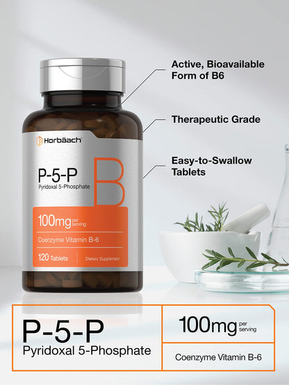 P-5-P Activated Vitamin B6 100mg | 120 Tablets | Vegetarian Supplement, Non-GMO