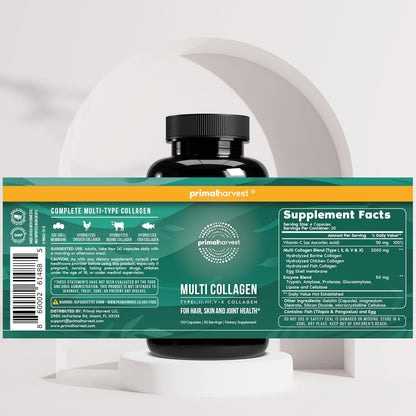 Primal Harvest Multivitamin & Collagen Supplements for Women and Men Multi Vitamin Capsules and Collagen Peptides Pills Bundle