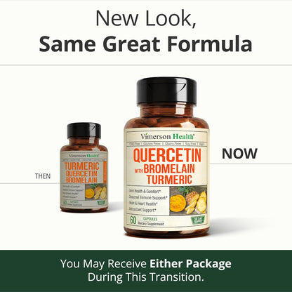 Quercetin with Bromelain Turmeric Curcumin Allergy Supplement - 60 Capsules