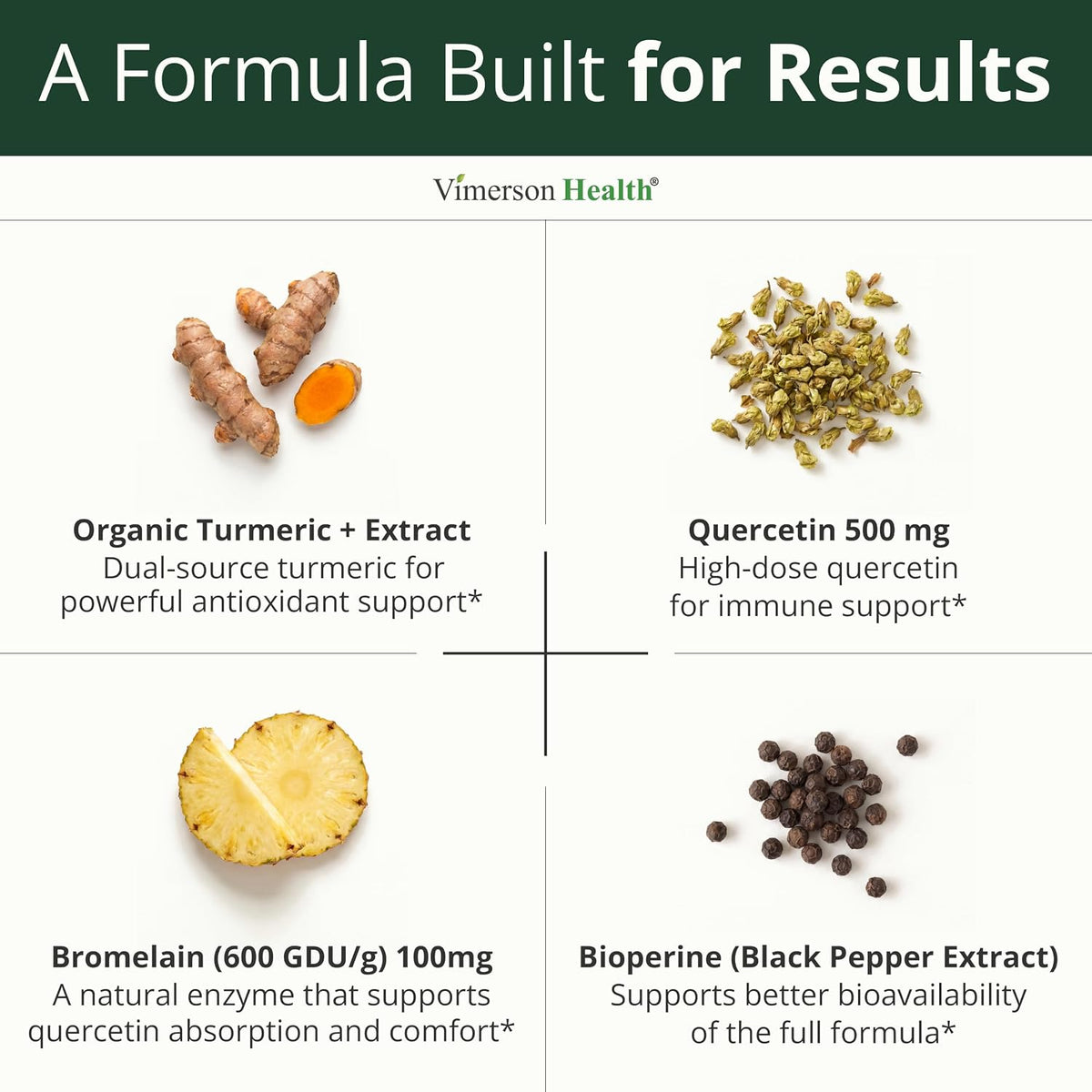 Quercetin with Bromelain Turmeric Curcumin Allergy Supplement - 60 Capsules
