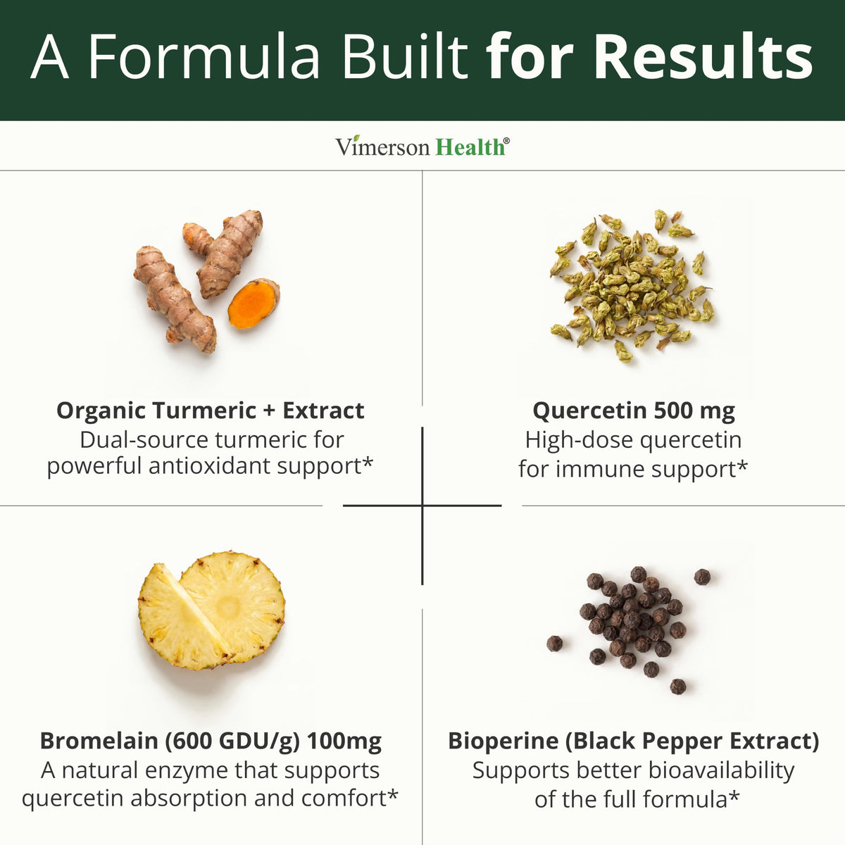 Quercetin with Bromelain Turmeric Curcumin Allergy Supplement - 60 Capsules