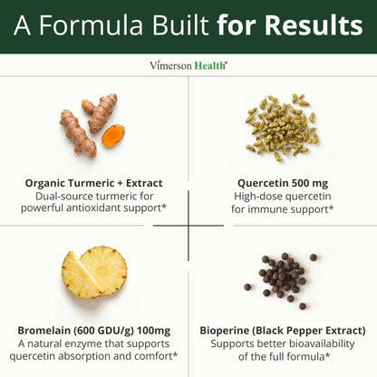 Quercetin with Bromelain Turmeric Curcumin Allergy Supplement - 60 Capsules